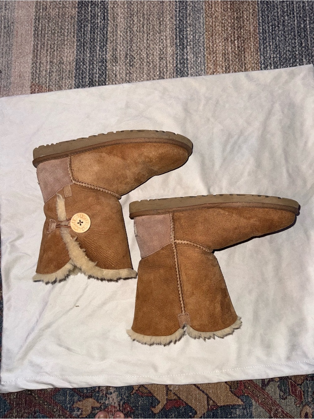 UGG Kids Chestnut Button Suede Booties